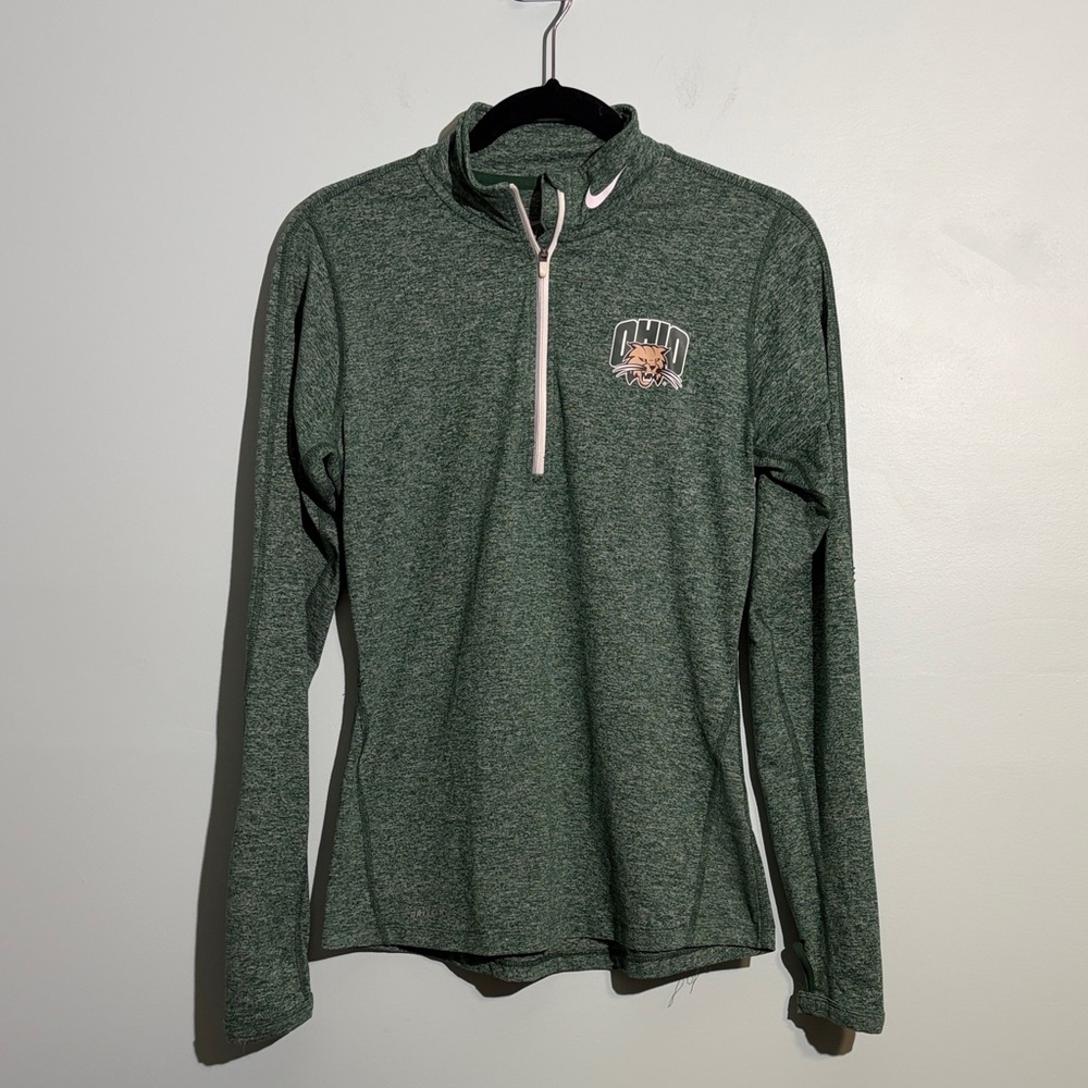 Nike Dri-Fit Ohio University Bobcats Green 1/4 Zip Pullover Women’s Size Small